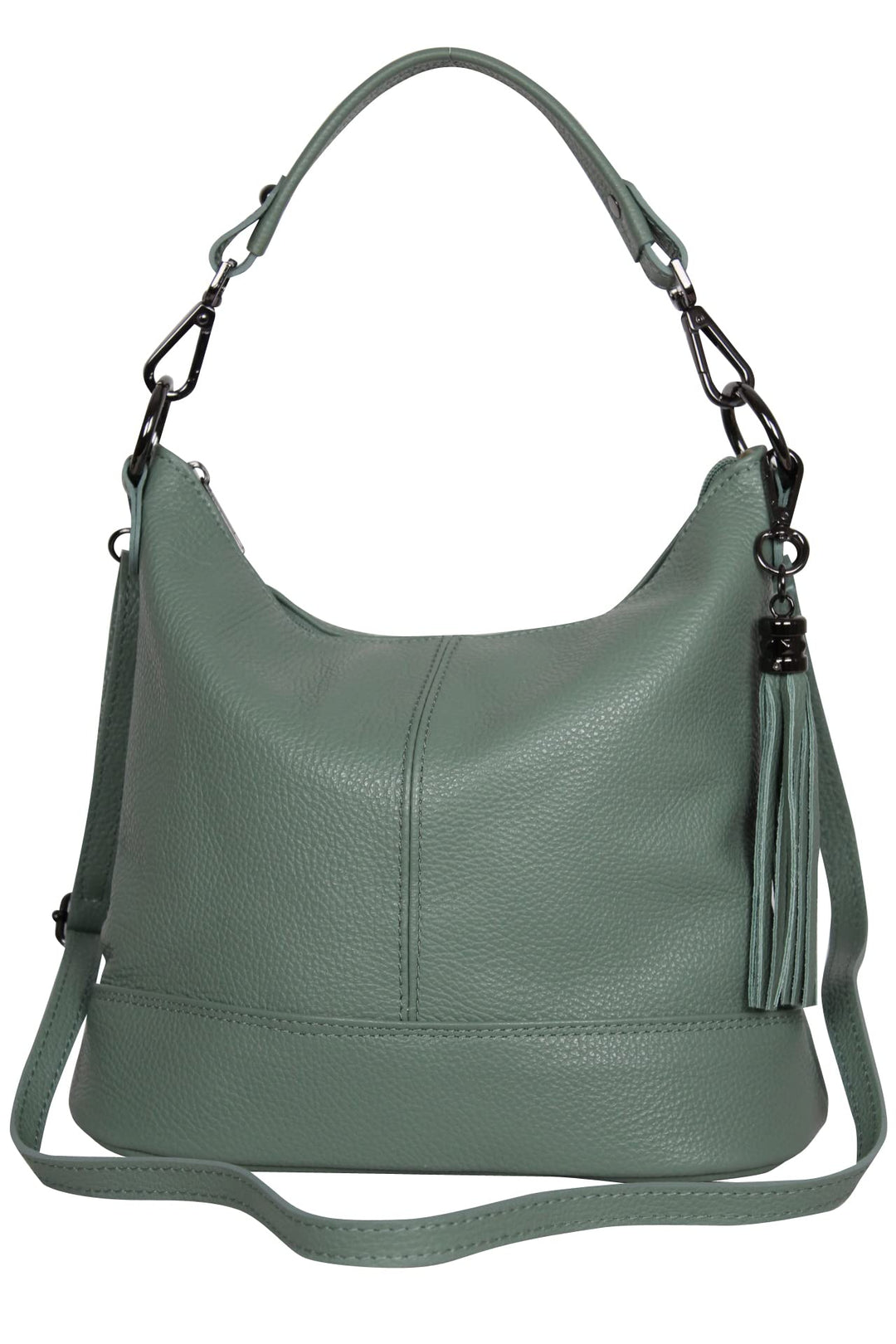 AmbraModa GLX09 - Damen Handtasche Schultertasche Beutel aus Echtleder Avocadogrün, Avocadogrün