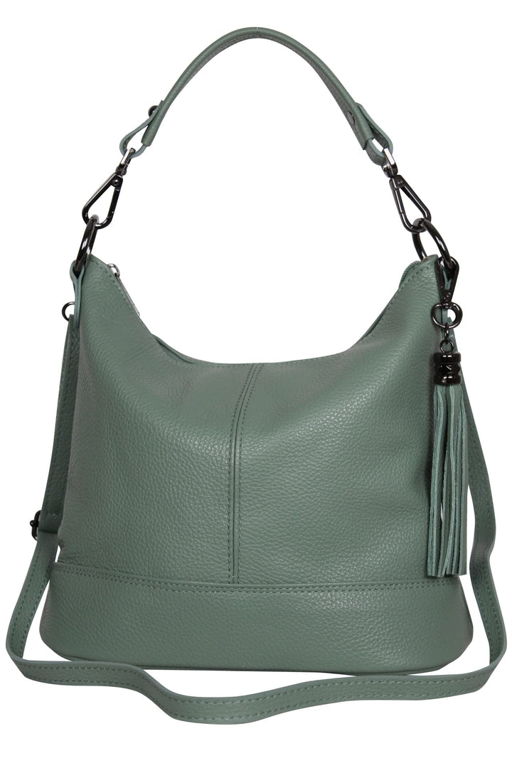 AmbraModa GLX09 - Damen Handtasche Schultertasche Beutel aus Echtleder Avocadogrün, Avocadogrün