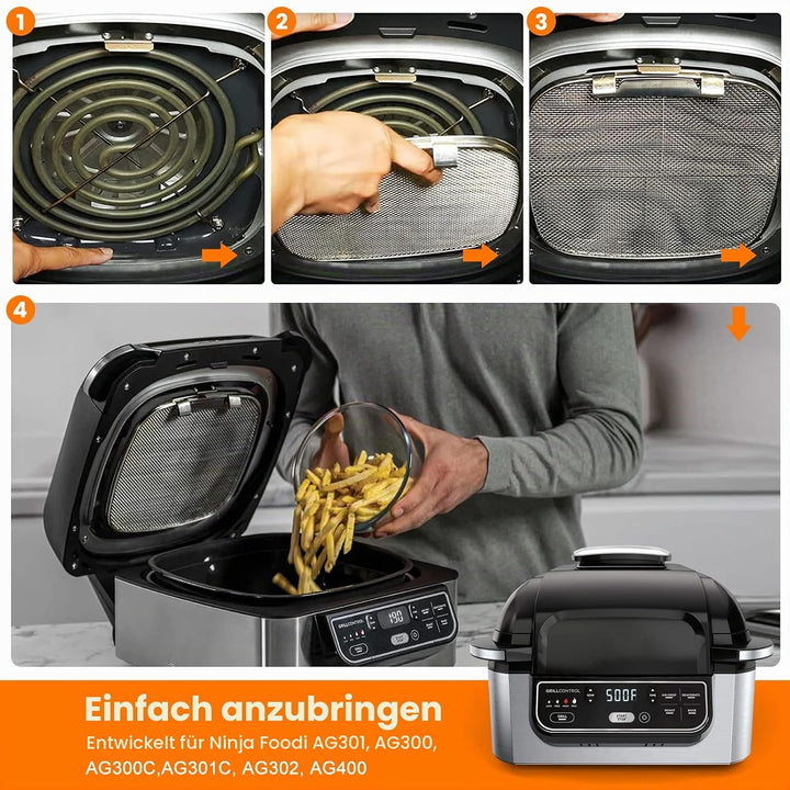 Edelstahl Splatter Schild für Ninja Foodi AG301, Luftfräter Ersatzteile Zubehör Feine Mesh Splatter
