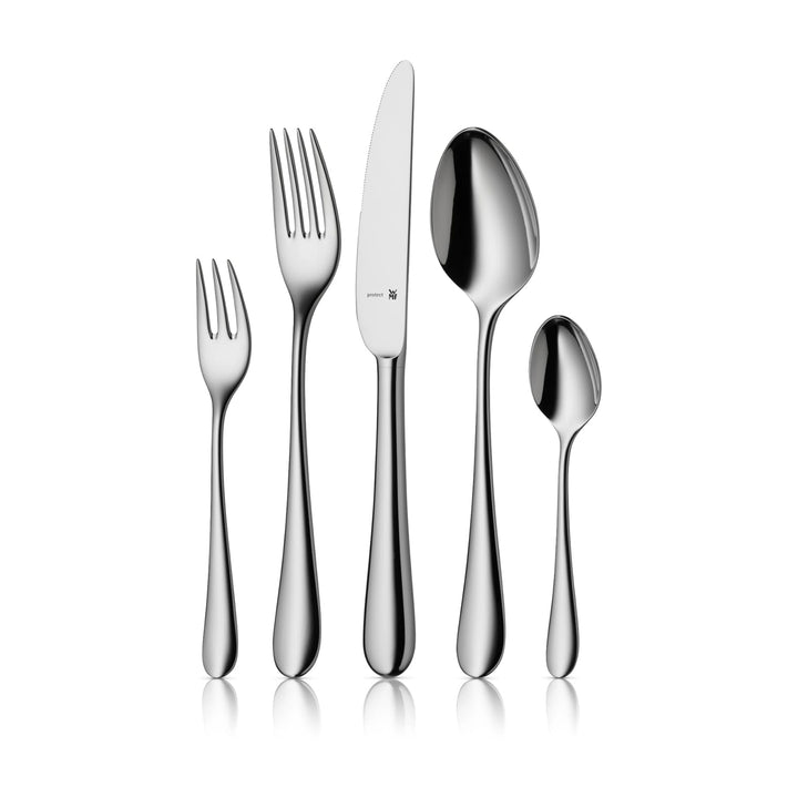 WMF Merit Besteck Set 12 Personen, 66 teilig, 60 Teile mit Servierbesteck, Hohlheftmesser, Cromargan