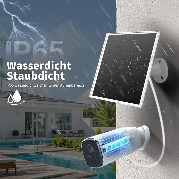 6W Solarpanel für draussen installierte Überwachungskameras mit Micro-USB- und USB-C-Anschluss, Sola