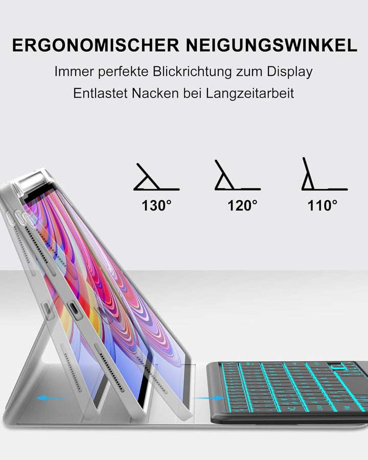 Hülle mit 7-Farben-Beleuchtung und Touchpad Tastatur für Xiaomi Redmi Pad Pro 12,1" (2024) & Poco Pa
