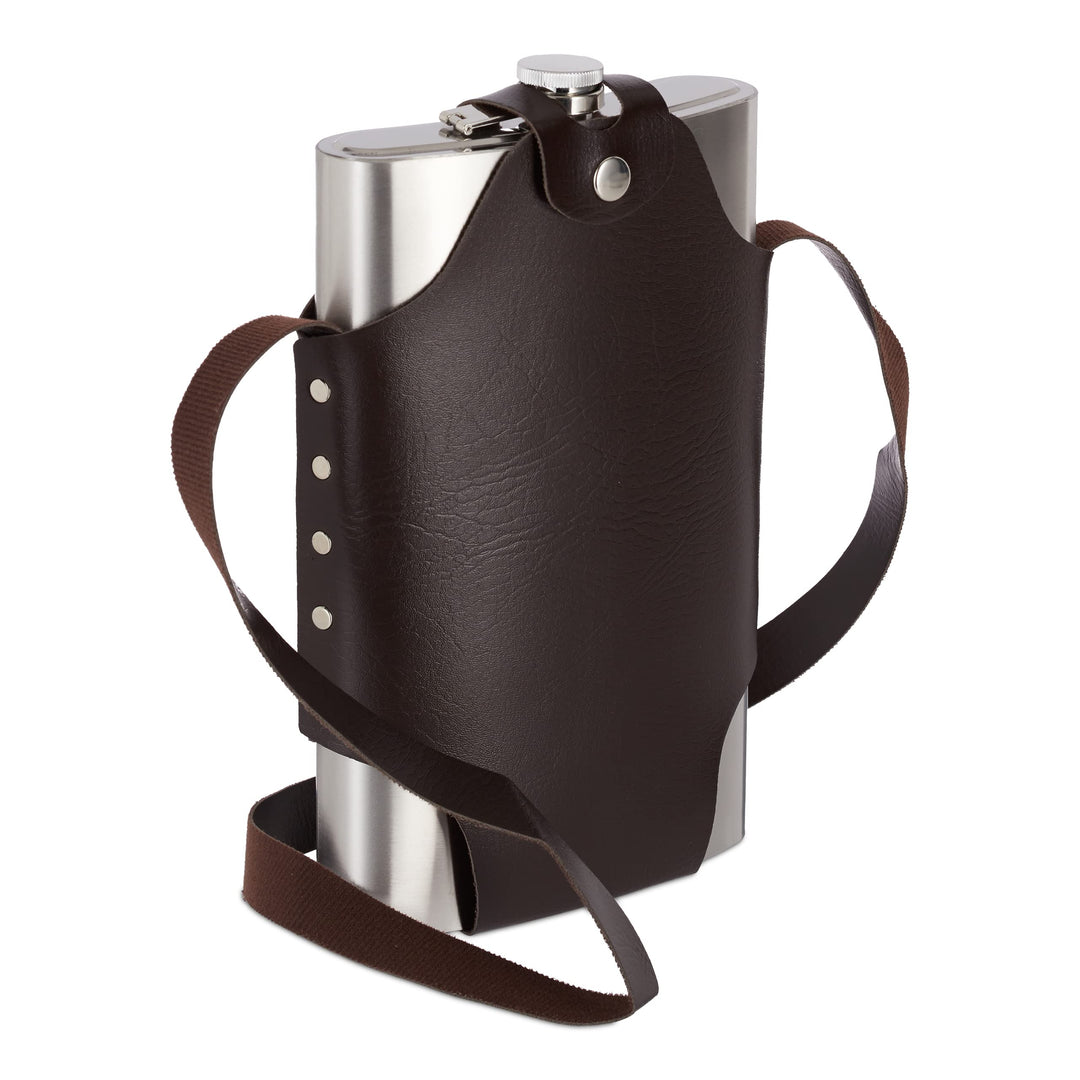 5 x Flachmann aus Edelstahl, XXL, hochwertige Taschenflasche zum Umhängen, 1,8l Fassungsvermögen, Pa