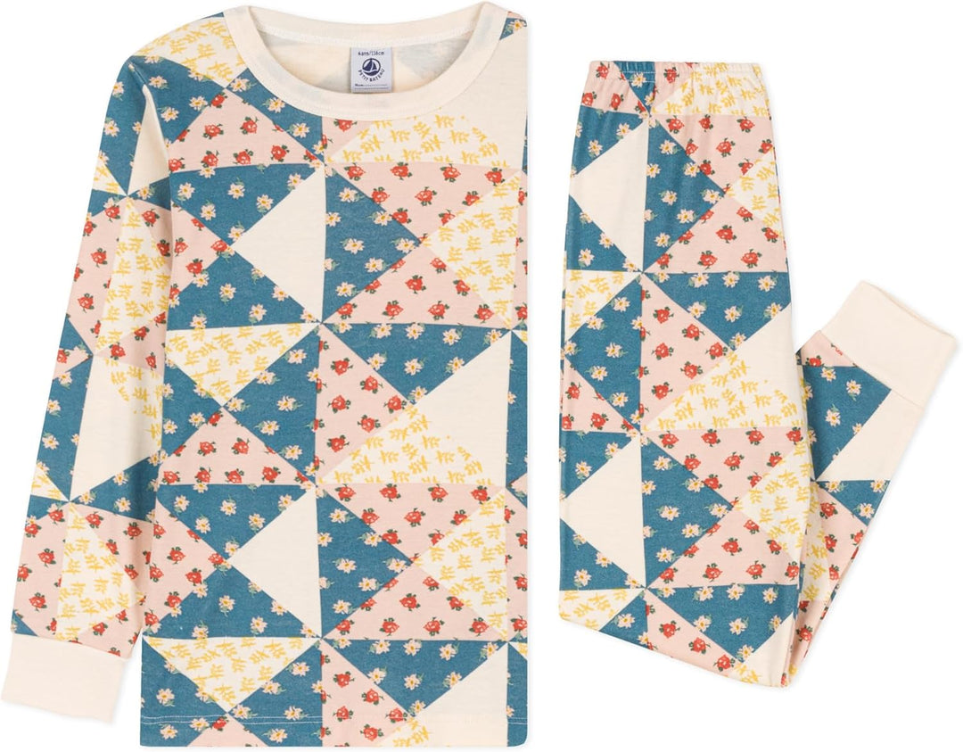 Petit Bateau Mädchen Pyjama 4 Jahre Weiss Avalanche / Mehrfarbig, 4 Jahre Weiss Avalanche / Mehrfarb