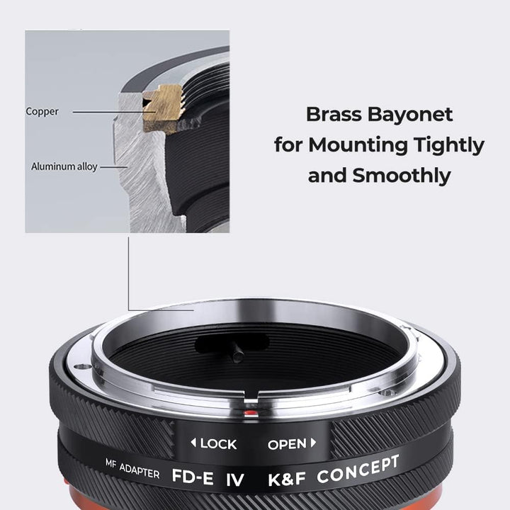 K&F Concept Lens Mount Adapter FD-NEX IV Manueller Fokus Kompatibel mit Canon FD & FL 35 mm Objektiv