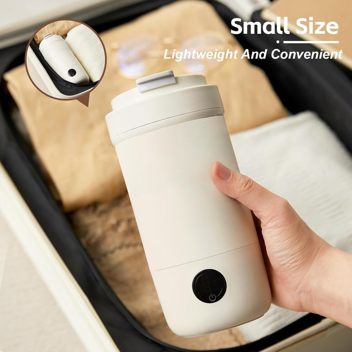 400ml Reise Wasserkocher mit Heiss-/Kalt-Milchschäumer, 3 Mix-Stufen, 6-Temperaturstufen, Touchsteue