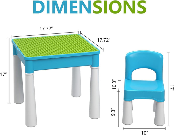 burgkidz 5-in-1-Kinder-Aktivitäts-Tischset - 128 Teile Kompatibel mit Bausteinen Spielzeug, Spieltis