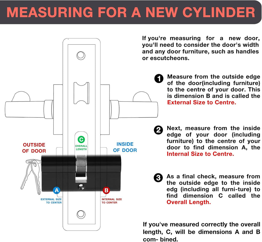DIDA® 70mm Euro Barrel Lock 35/35 Door Barrel Lock with Key UPVC Door Lock Barrel Profile Lock with