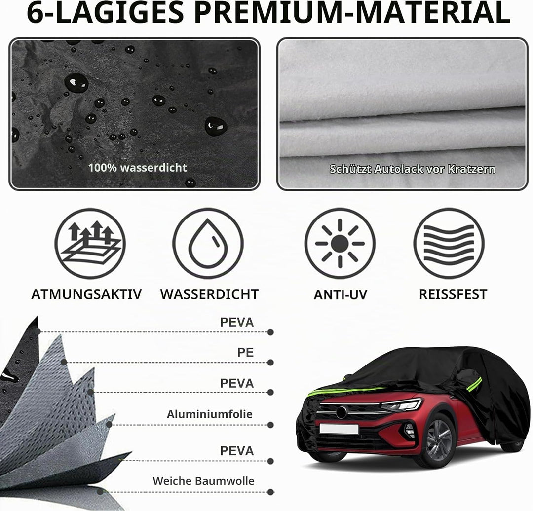 Autoabdeckung Passend für VW Taigo 2020-2024, wasserdichte Vollgarage Autoplane mit Reissverschlusst