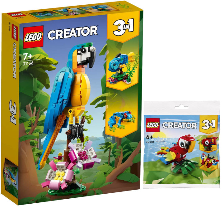 Lego Creator 2er Set: 31136 Exotischer Papagei & 30581 Tropischer Papagei