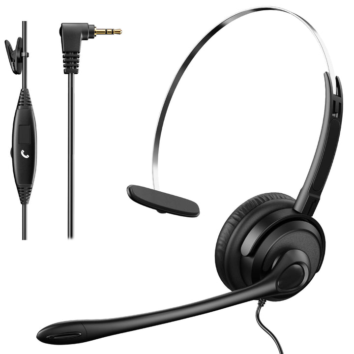 Voistek Einöror Call Center Telefon-Headset, 2,5mm Klinke, Noise Cancelling Mikrofon, Lautstärkeregl