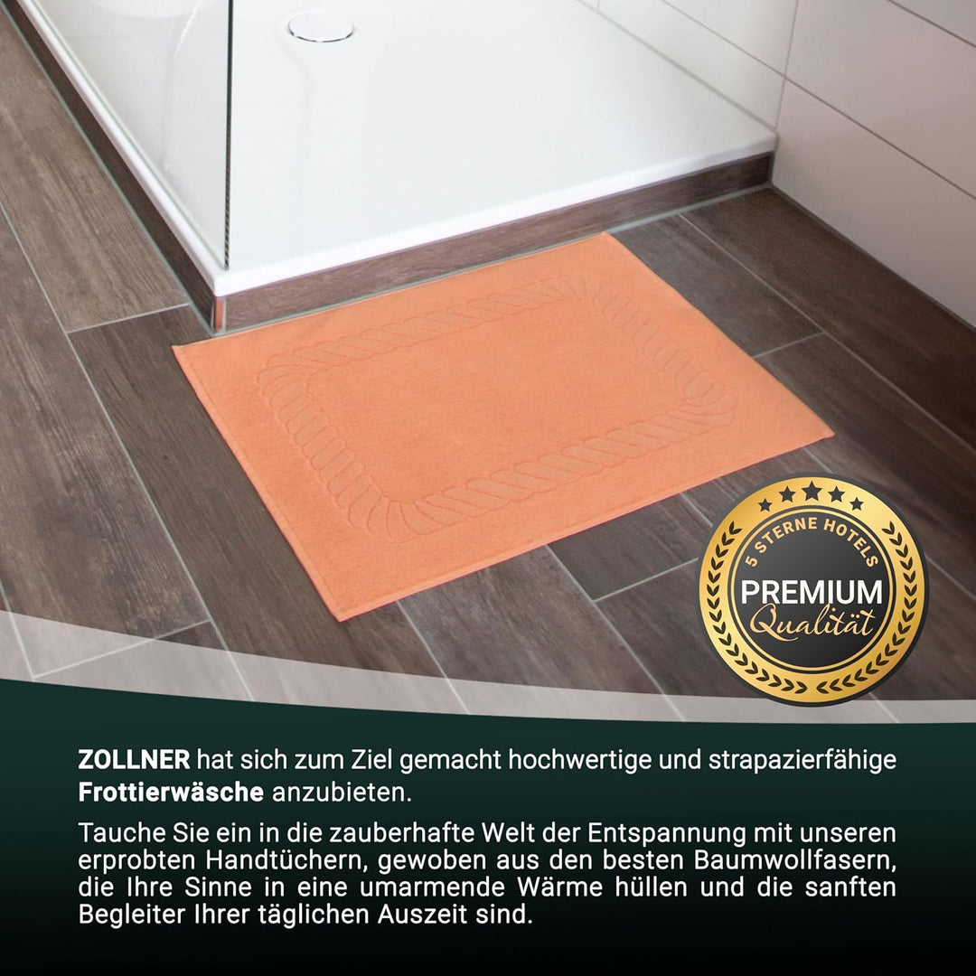 ZOLLNER 2er Set Badematten - weiche und saugstarke Duschvorleger - waschbar bis 95°C - Baumwolle - 5