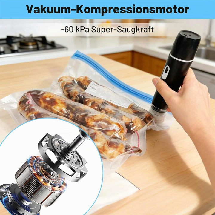 Tragbares Vakuumiergerät mit Wassertank, Mini Vacuum Sealer mit USB-Aufladung,Kompakt Wiederverwendb