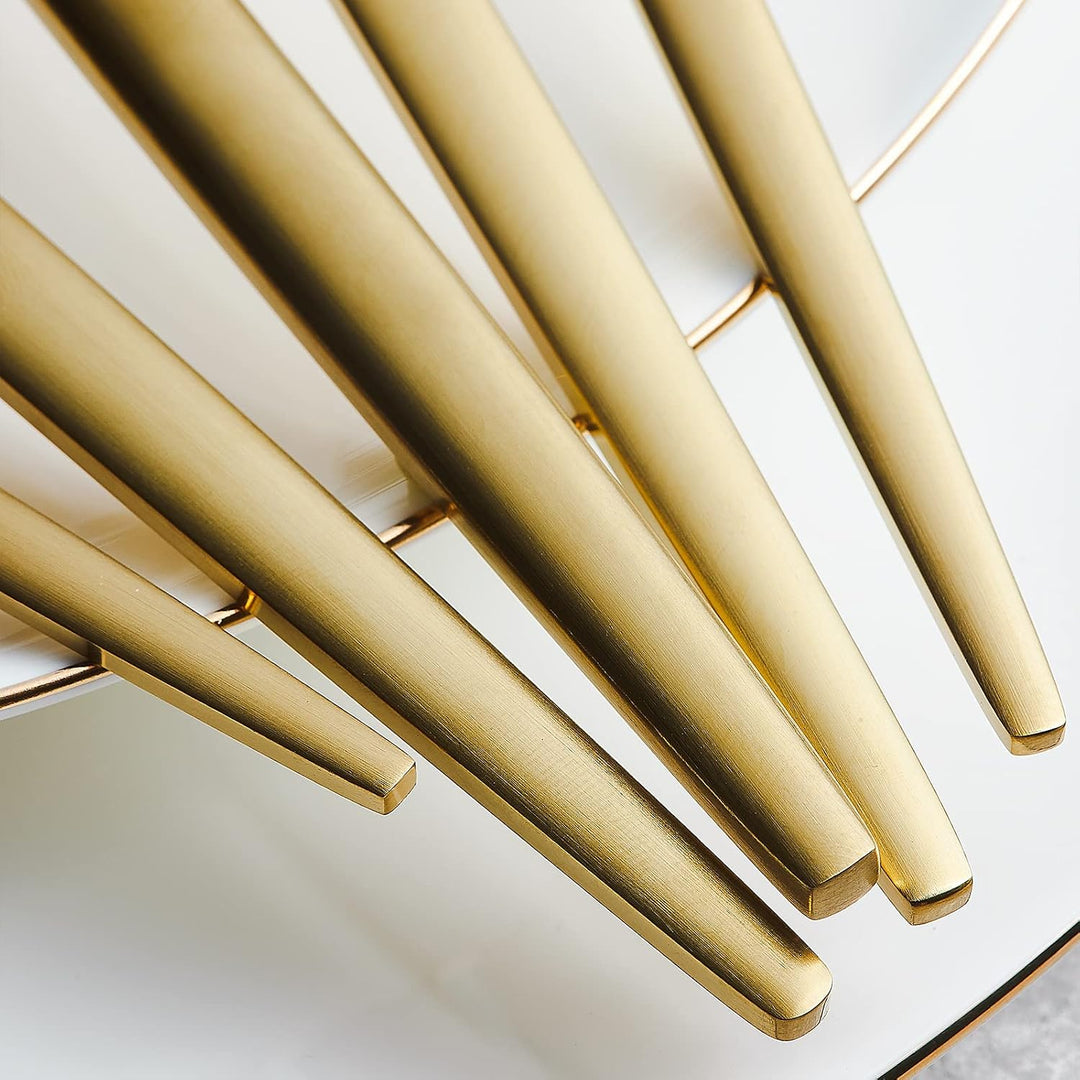 Karaca Orion Bestecksets - Edelstahl Besteck Set für 6 Personen, Gold Besteckset 30-teilig Messer Ga