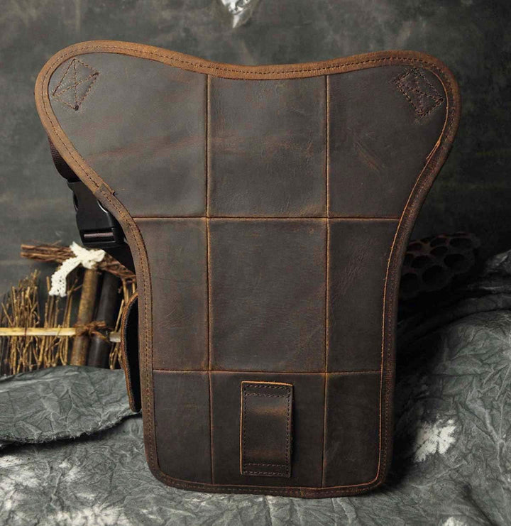 Le'aokuu Herren Echtes Leder Tasche Beinbeutel Beintasche Aussenbeintasche Hüfttasche Drop Leg Thigh