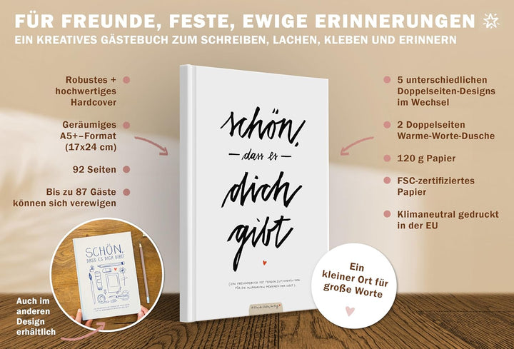 Eine der Guten Gästebuch zum Geburtstag mit Fragen zum Ausfüllen, Weiss | Witziges Freundebuch für E