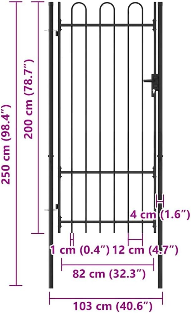vidaXL Zauntor Einzelflügel Gewölbte Spitze Gartentor Gartentür Gartenpforte Zauntür Hoftür Tor Hoft