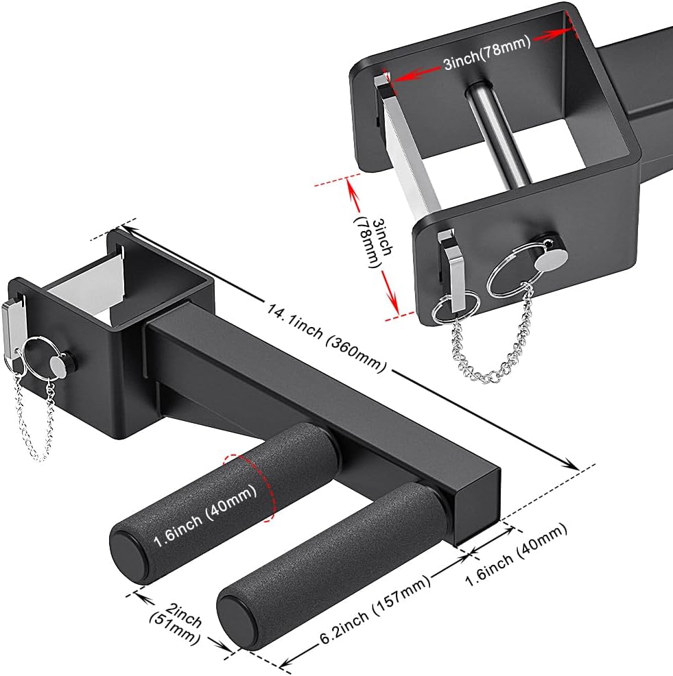 Dip-Stangen-Aufsatz für 2 x 2 Zoll und 3 x 3 Zoll Power Rack, rutschfeste breite und schmale Griffe,