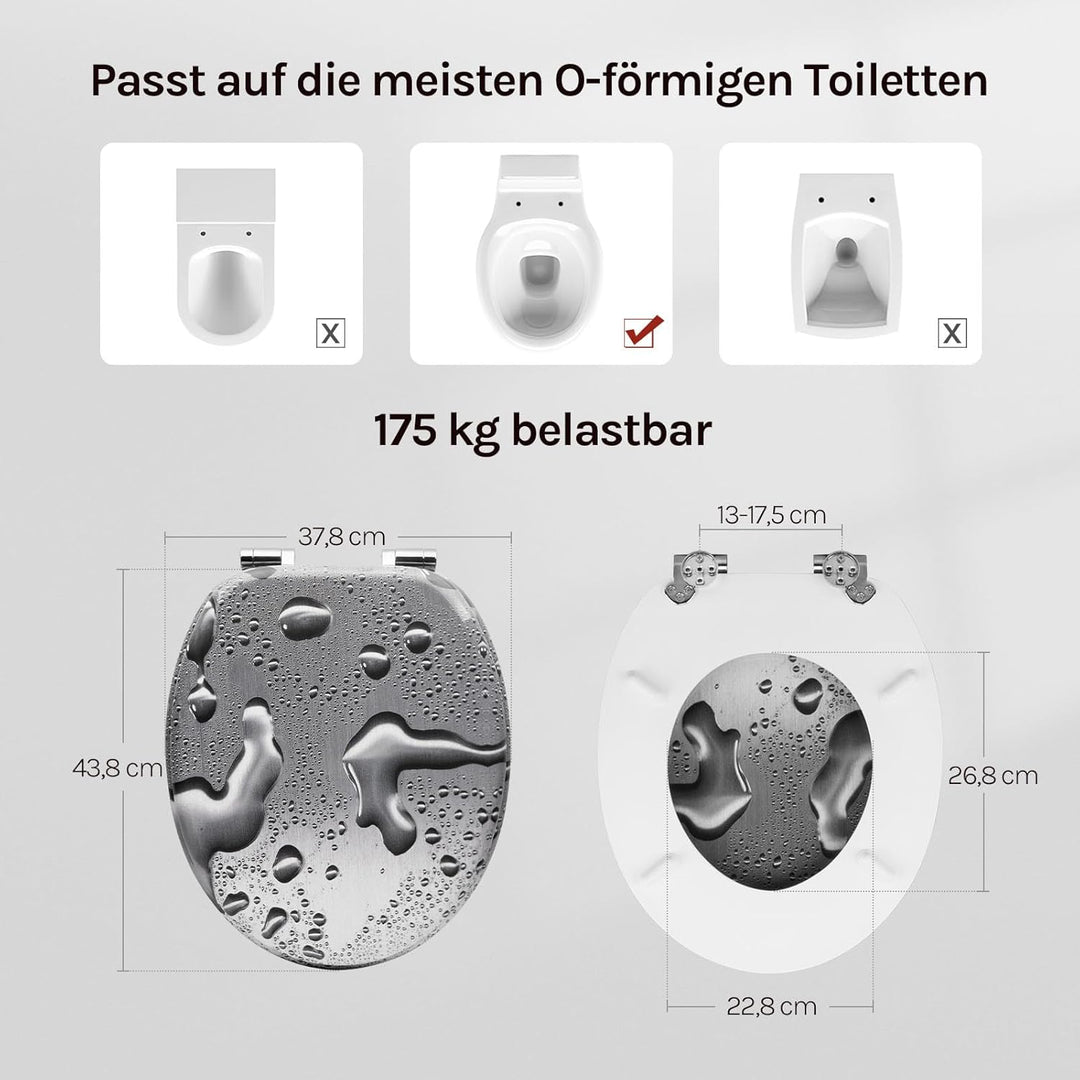 WOLTU Premium WC-Sitz Toilettensitz mit Absenkautomatik, MDF Holzkern, Softclose Scharnier, Desgin D