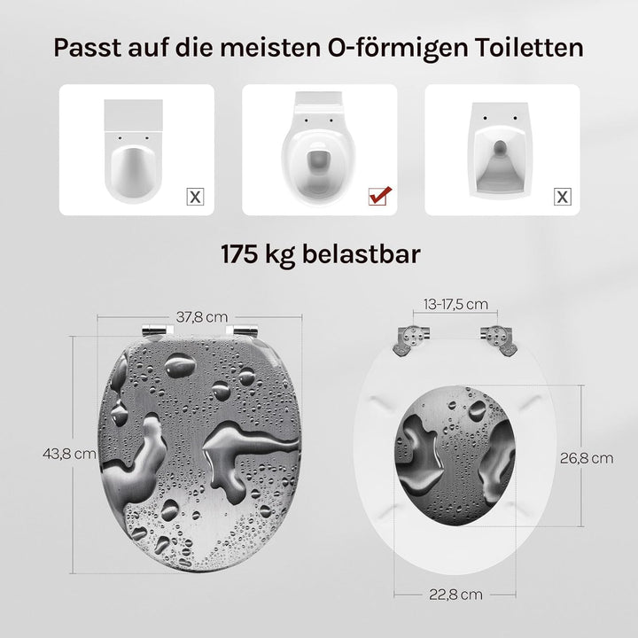 WOLTU Premium WC-Sitz Toilettensitz mit Absenkautomatik, MDF Holzkern, Softclose Scharnier, Desgin D
