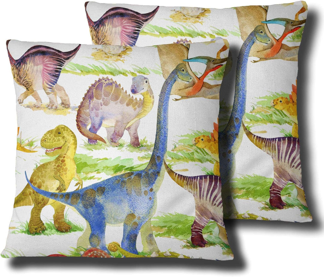 Loussiesd Cartoon Muster Bettwäsche Set Kinder Kids Dinosaurier Bettbezug mit 2 Kissenbezug 3 teilig