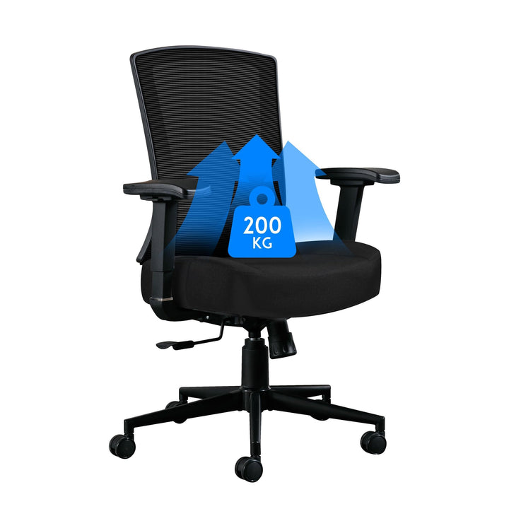 Blue Whale Bürostuhl 200KG Ergonomischer Schreibtischstuhl mit Verstellbaren Armlehnen Hoher Rücken