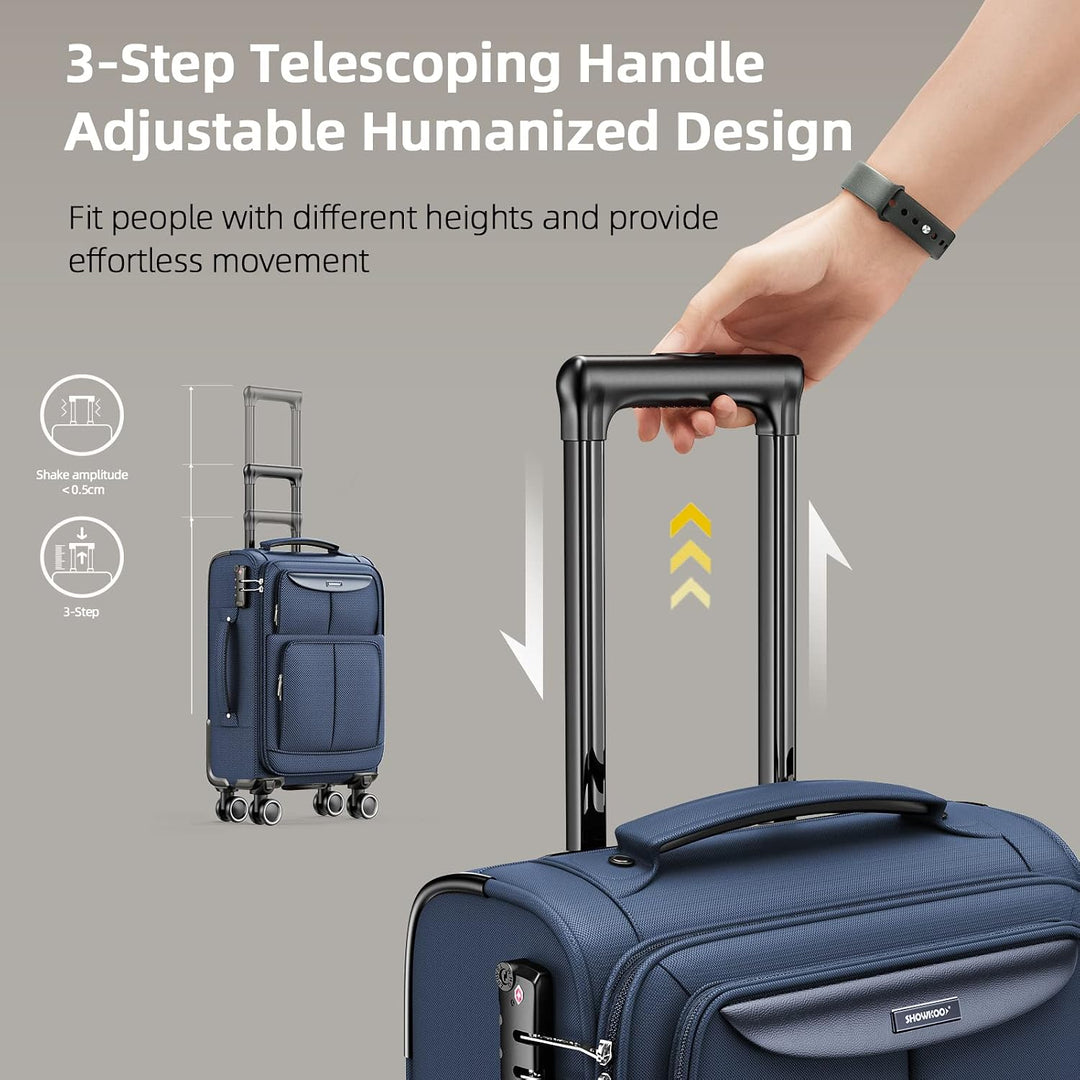 SHOWKOO Kofferset 3 Teilig Stoffkoffer Weichschale Erweiterbar Reisekoffer Leicht Haltbar Trolley Ha