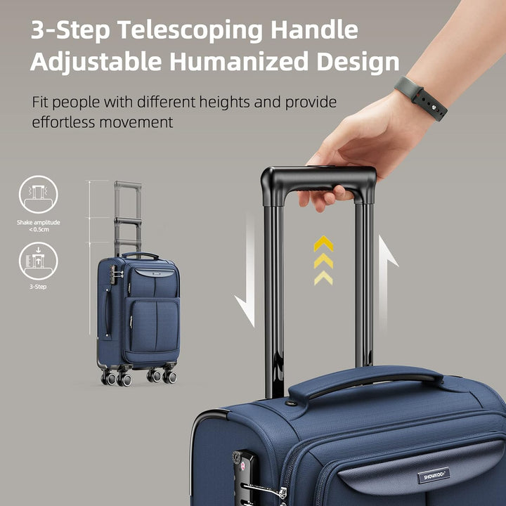 SHOWKOO Kofferset 3 Teilig Stoffkoffer Weichschale Erweiterbar Reisekoffer Leicht Haltbar Trolley Ha