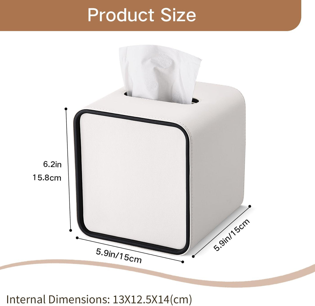 GORESE Taschentuchbox,Leder Quadratische Kosmetiktücherbox Papiertaschentuchhalter Taschentuchspende