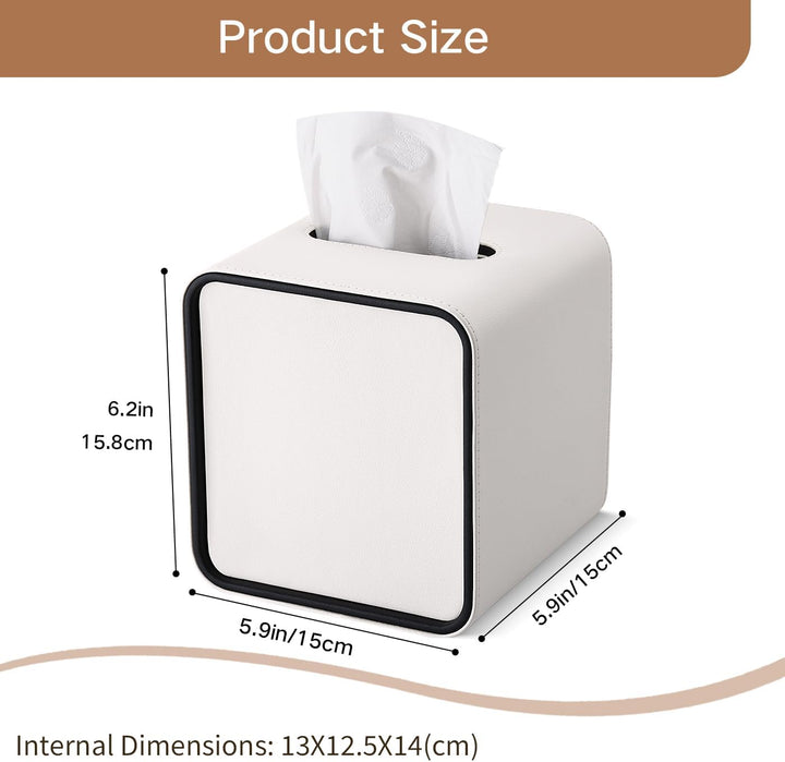 GORESE Taschentuchbox,Leder Quadratische Kosmetiktücherbox Papiertaschentuchhalter Taschentuchspende
