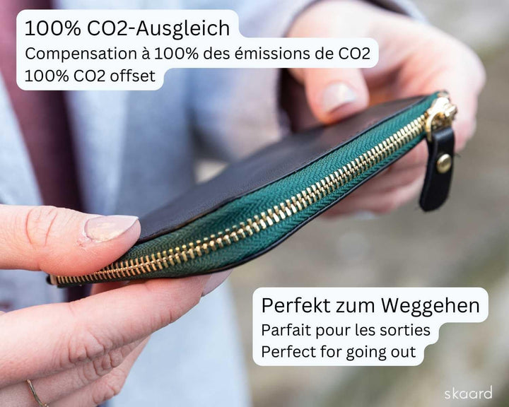 skaard Kleine Damen Geldbörse aus Leder, Schwarz/Grün mit RFID-Schutz Schwarz / Grün, Schwarz / Grün