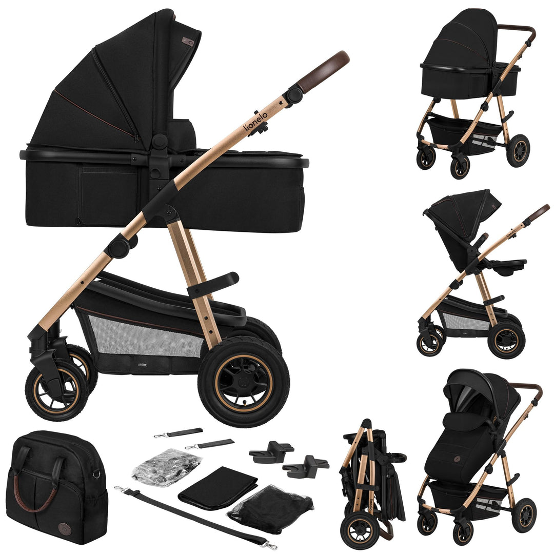 LIONELO Amber Kinderwagen 2 in 1 Kombikinderwagen, Kinderwagen Set mit sportlichen Sitz und fester B
