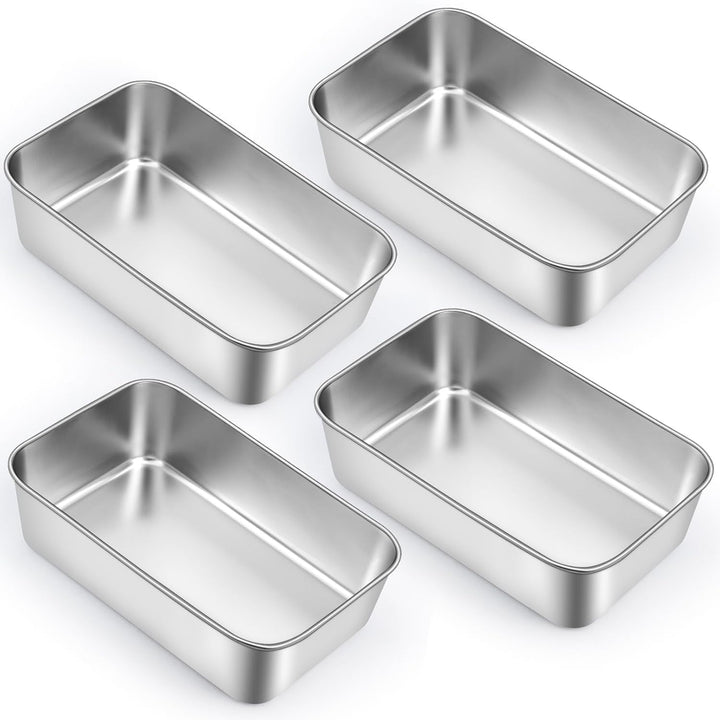 4 Stück Brotbackform Edelstahl, 15 x 23 x 6 cm Edelstahl Brotbackform, Rechteckig Kastenform Set, Kö