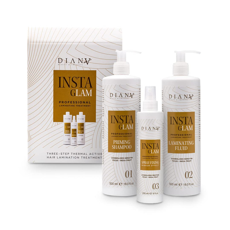 DIANA BEAUTY CREATIVE - Set INSTAGLAM für die Haar-Laminierung I Priming Shampoo I Laminierfluid I F