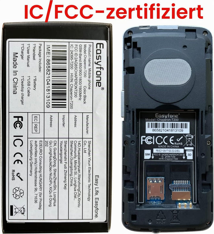 Easyfone T200 4G Mobiltelefon Tastenhandy ohne Vertrag für Senioren und Kinder mit Taschenlampe - FM