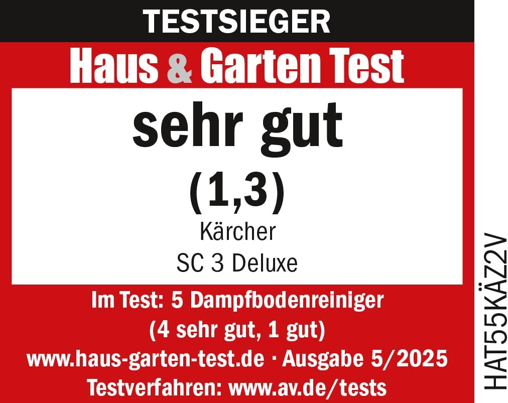 Kärcher Dampfreiniger SC 3 Deluxe, Dampfdruck: 3,5 bar, Aufheizzeit: 30 s, Leistung: 1.900 W, Fläche