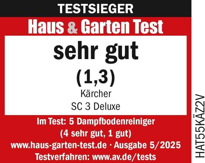 Kärcher Dampfreiniger SC 3 Deluxe, Dampfdruck: 3,5 bar, Aufheizzeit: 30 s, Leistung: 1.900 W, Fläche