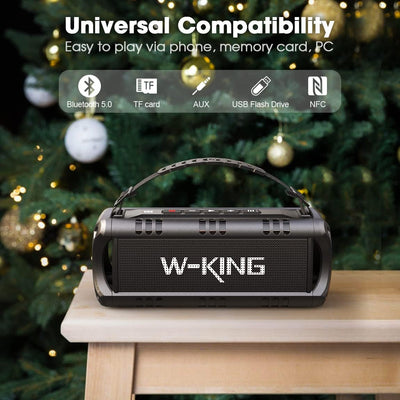 Bluetooth Lautsprecher, W-KING 30W Tragbarer Musikbox, 5000mAh Batterie, 24-Stunden Akkulaufzeit, Wa