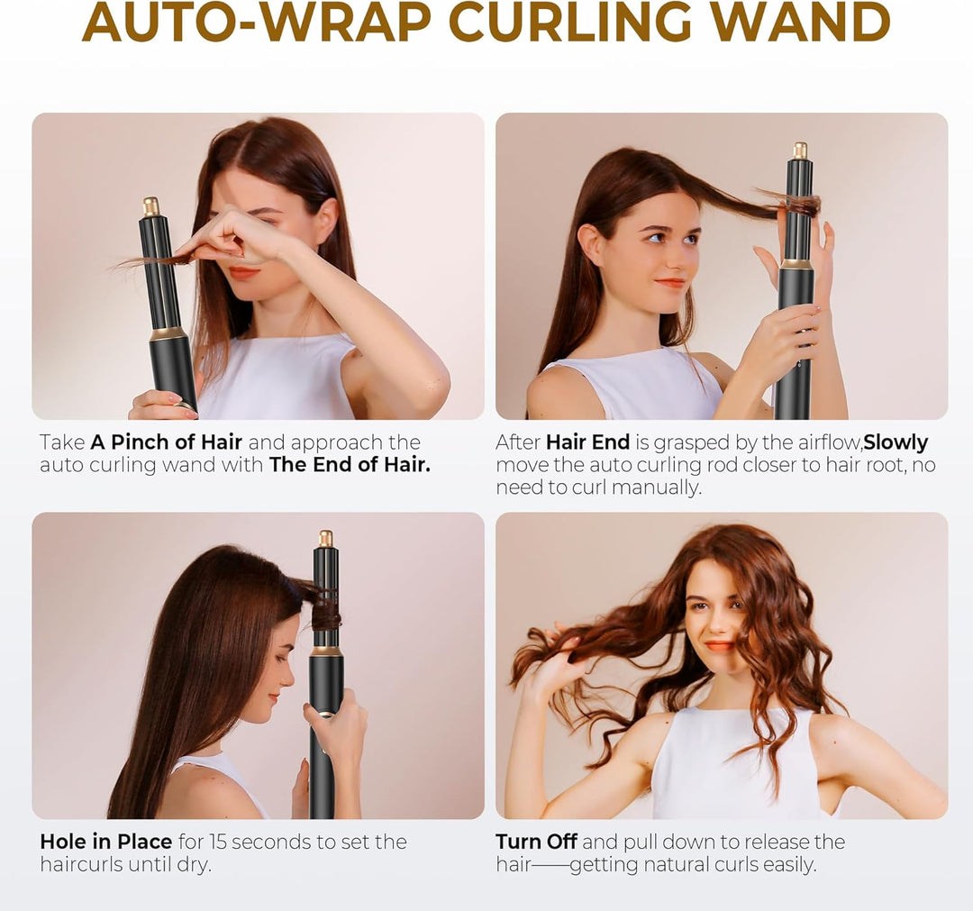 Hairstyler 5 in 1, UKLISS Föhn & Haarstyler Set mit Föhnbürste, Warmluft Lockenstab Automatisch, Haa