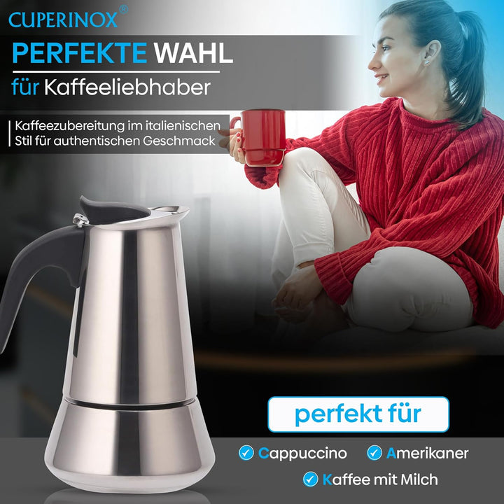 Espressokocher - Edelstahl - 10 Tassen - Silber 10 Standard, 10 Standard