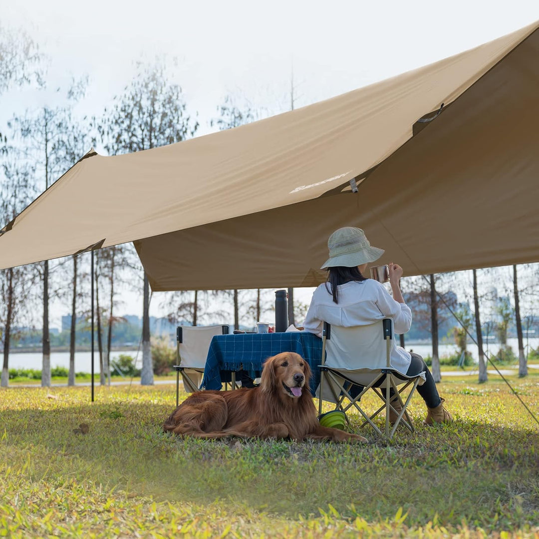 Bessport Tarp, Zeltplane Wasserdicht, 3x4.6m Mit Stützstange, Erdnägeln und Nylonschnur, Ultraleicht