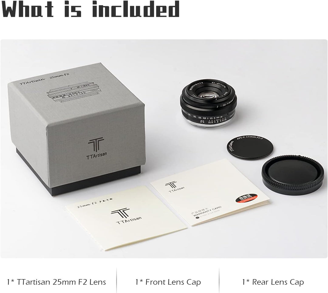 TTartisan 25mm F2 X Mount Objektiv, APS-C Manueller Fokus Weitwinkel Objektiv für Fuji X Mount, Komp