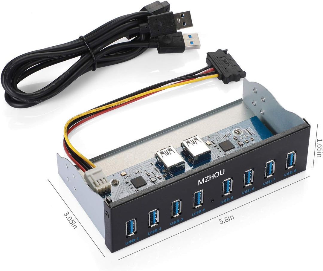 MZHOU USB Front Panel, USB3.0 19PIN 8-Port hub Optical Drive Extension Front Panel Adapter for PC Co