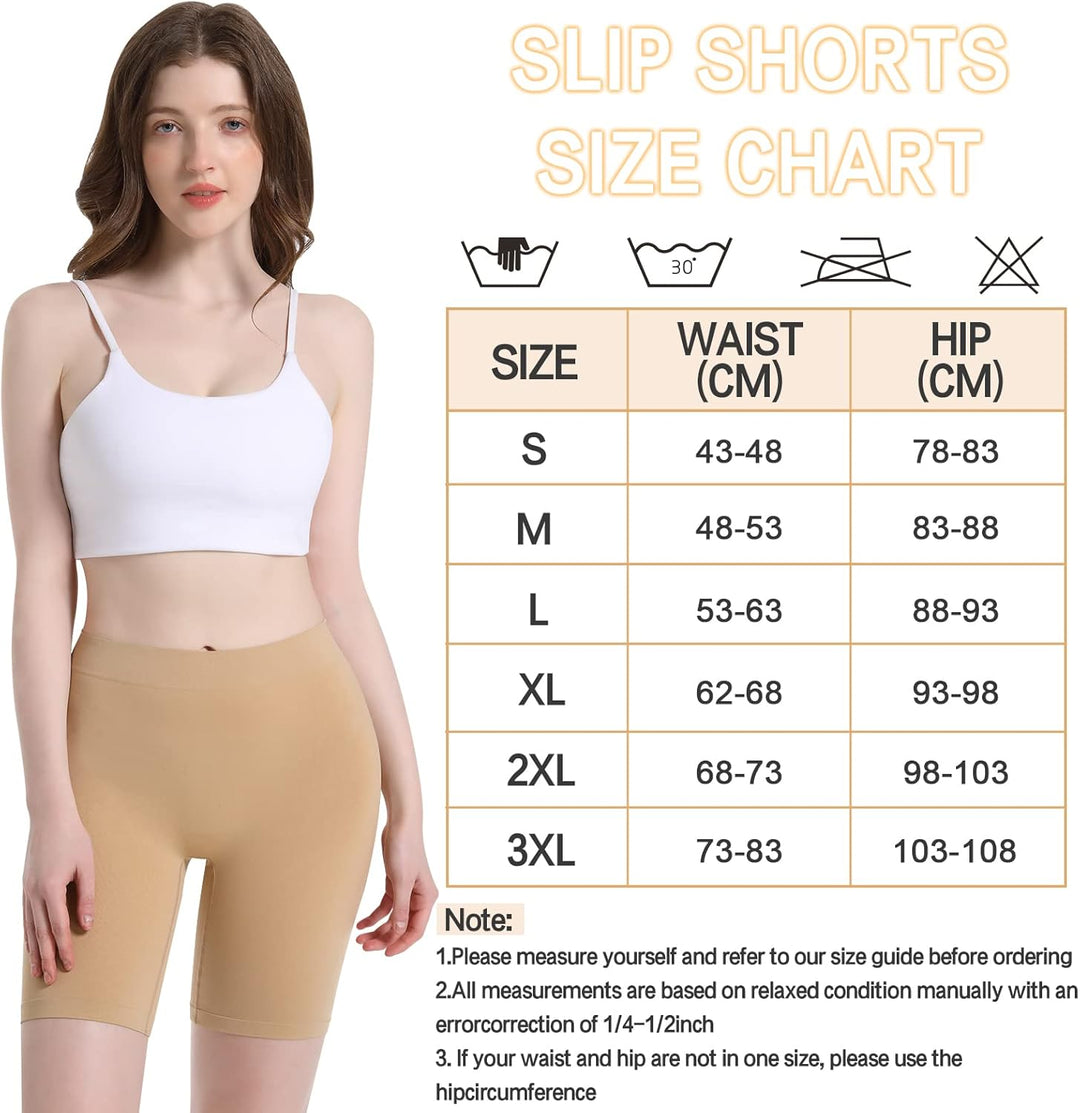 Damen Shorts Radlerhose Kurze, 3er Pack Anti Scheuern Unterhose für unter Kleider, Nahtlos Hohe Tail
