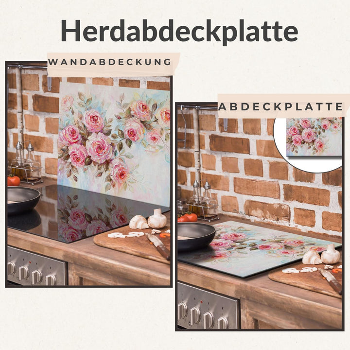 TMK ArtDeko Herdabdeckplatte 1 Teilig 60x52 cm - Spritzschutz Herdabdeckung – Herdschutz aus Sicherh