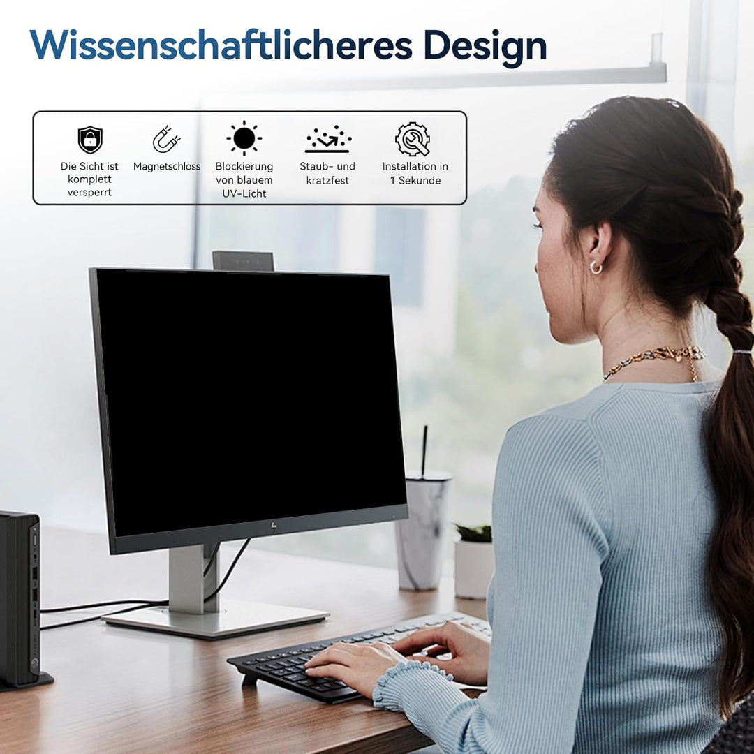 Magnetischer Computer Sichtschutzfolie 27 Zoll 16:9, Anti Blaulicht Blendschutz Displayschutz, 27" M