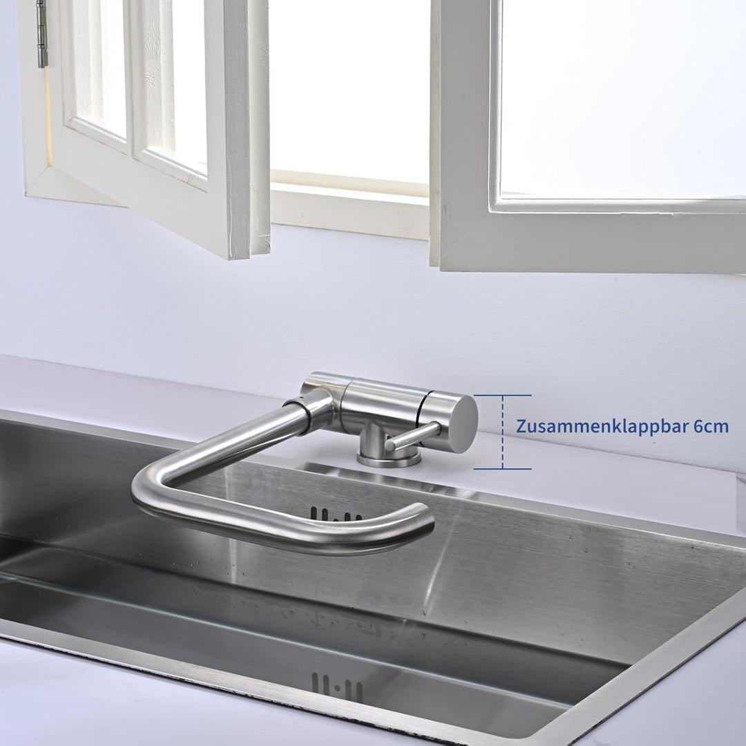 Küchenarmatur BuntHaus, Wasserhahn Unterfenster, Spültischarmatur Vorfenster, Wasserhahn umklappbar