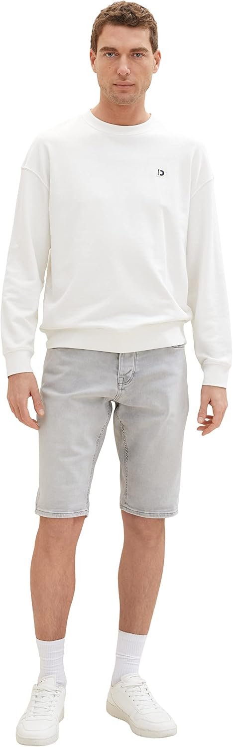 TOM TAILOR Herren Jeans Bermuda Shorts mit Stretch 32 10217 - Used Bleached Grey Denim, 32 10217 - U