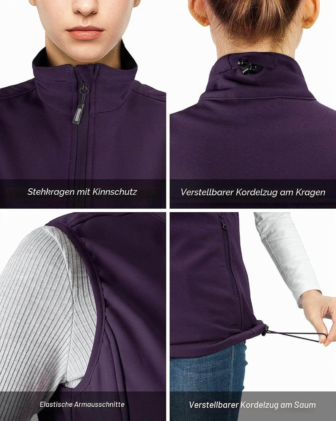 Outdoor Ventures Softshell Weste Damen Ärmellose Jacke Laufweste Leicht Winddicht Warm Fleeceweste S