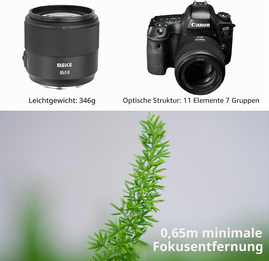 Meike 85 mm F1.8 SE Mark II STM AF Vollformat Autofokus Medium Teleobjektiv Hohe Auflösung 8K Portra
